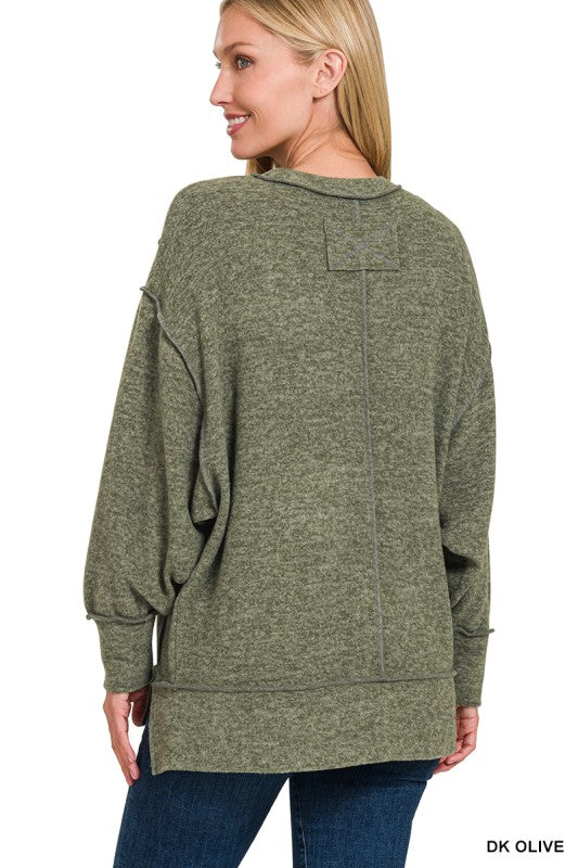 Brushed Melange Hacci Oversized Crewneck