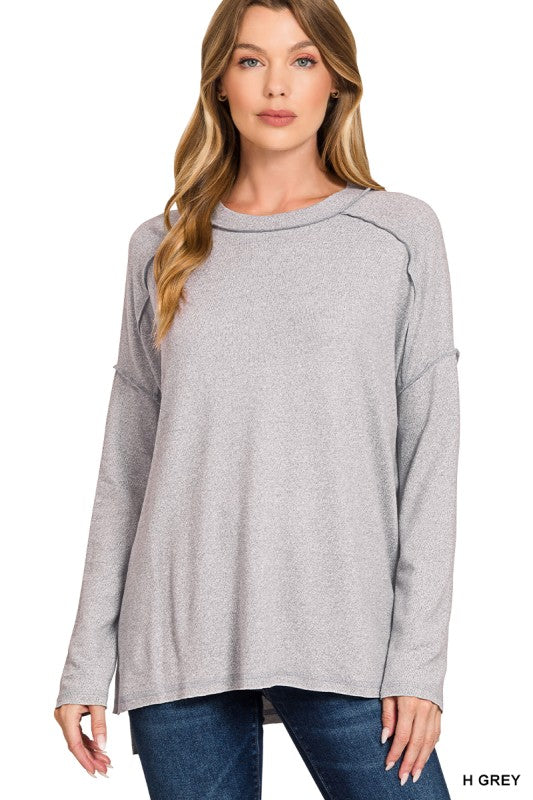 ZENANA SOFT MELANGE HACCI EXPOSED SEAM HI-LOW