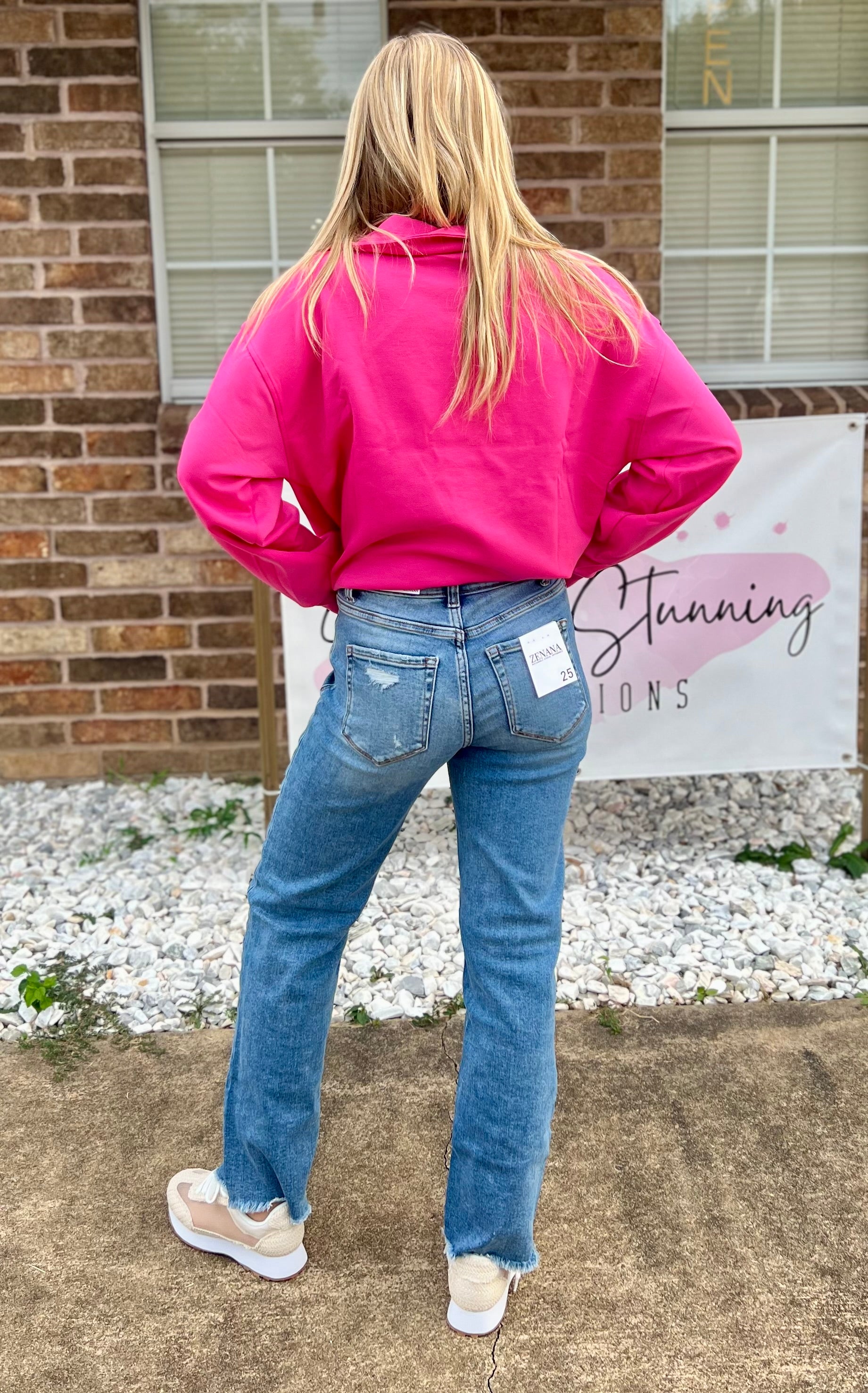 ZENANA HIGH WAISTED STRAIGHT LEG JEANS