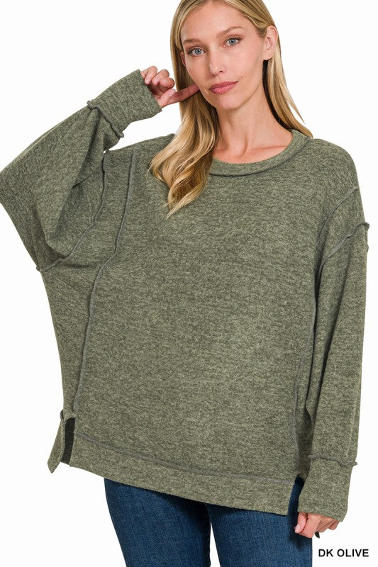 Brushed Melange Hacci Oversized Crewneck