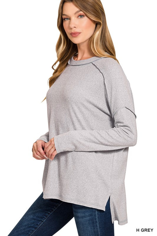 ZENANA SOFT MELANGE HACCI EXPOSED SEAM HI-LOW