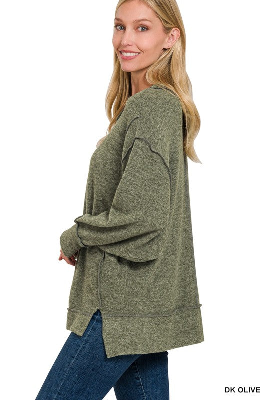 Brushed Melange Hacci Oversized Crewneck