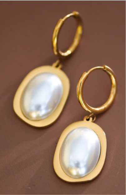18K NON-TARNISH GOLD PEARL DROP EARRINGS