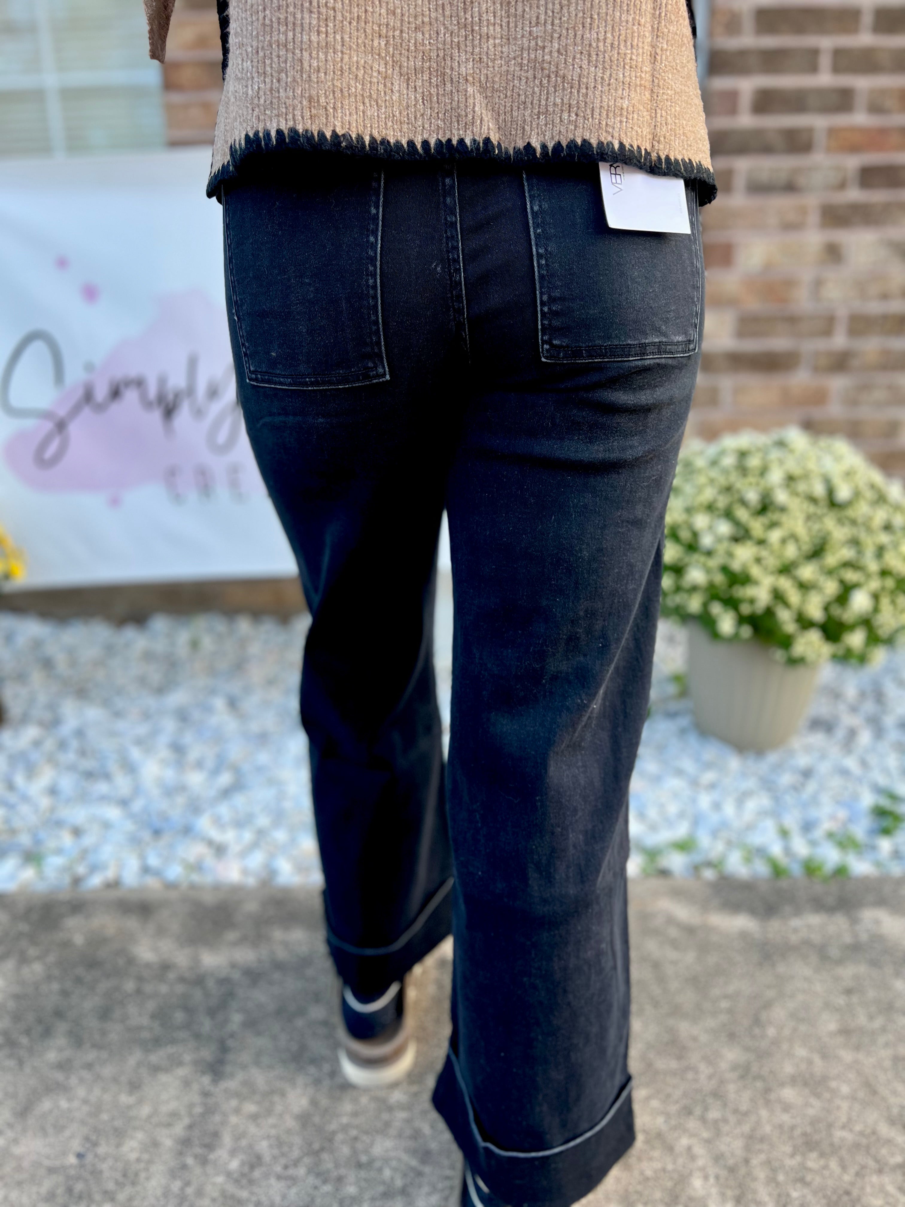 Vervet High Rise Elastic Waist Band Wide Leg