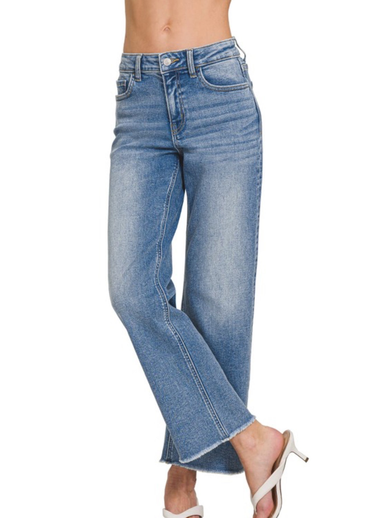 ZENANA HIGH WAISTED STRAIGHT LEG JEANS