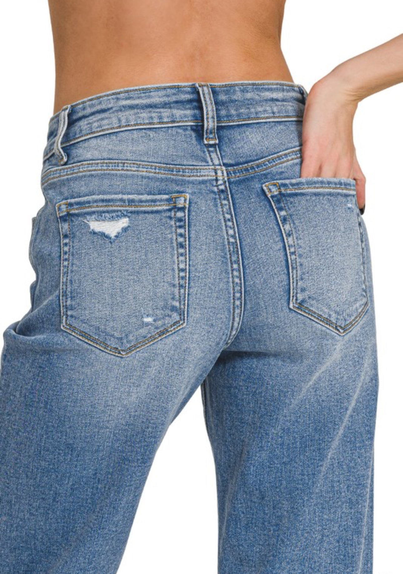 ZENANA HIGH WAISTED STRAIGHT LEG JEANS