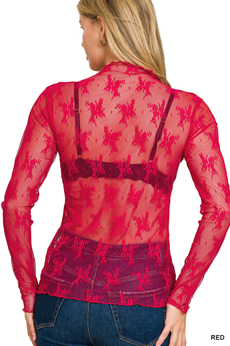 Lace see-through layering top