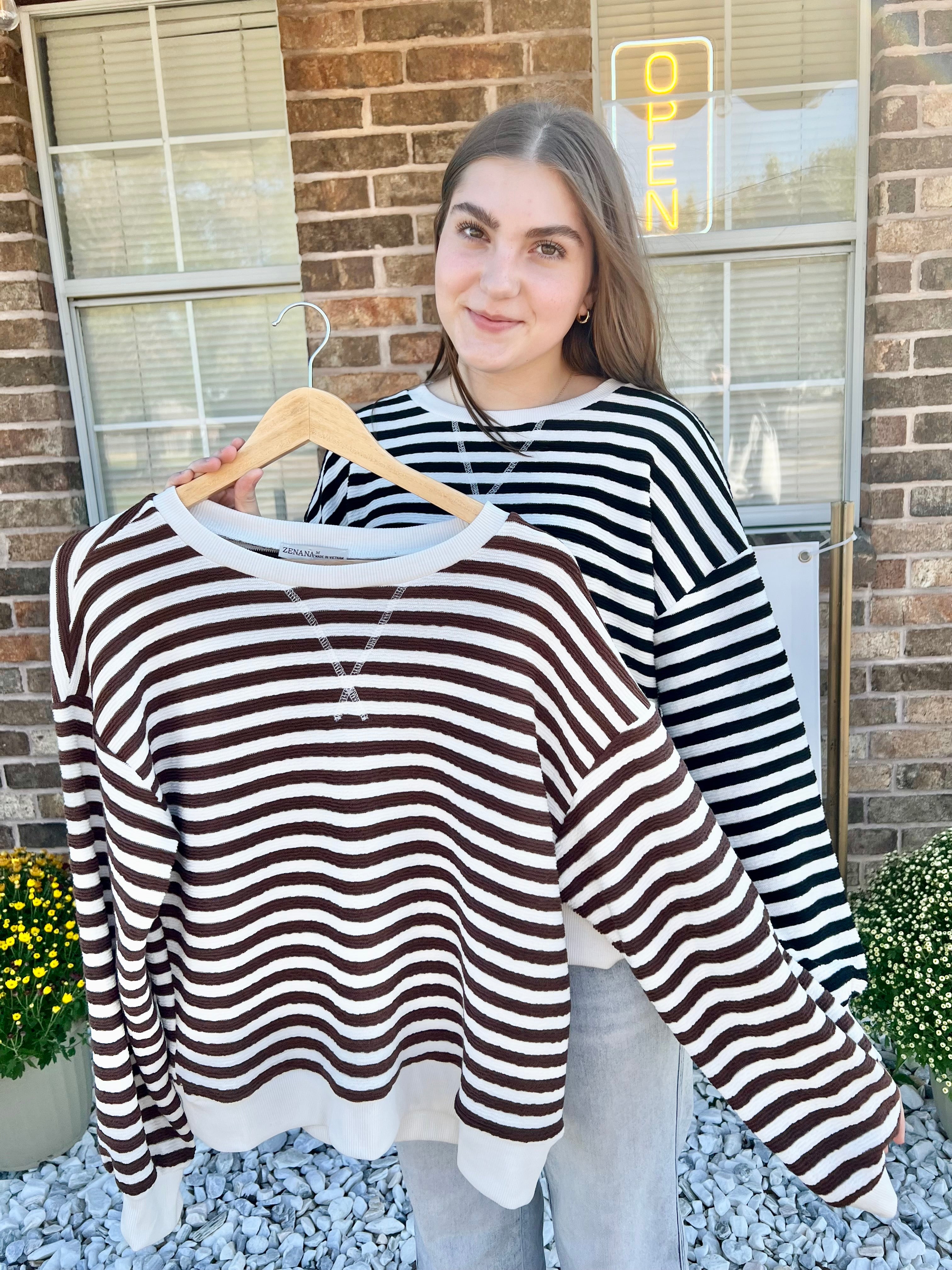 ZENANA STRIPED PULLOVER