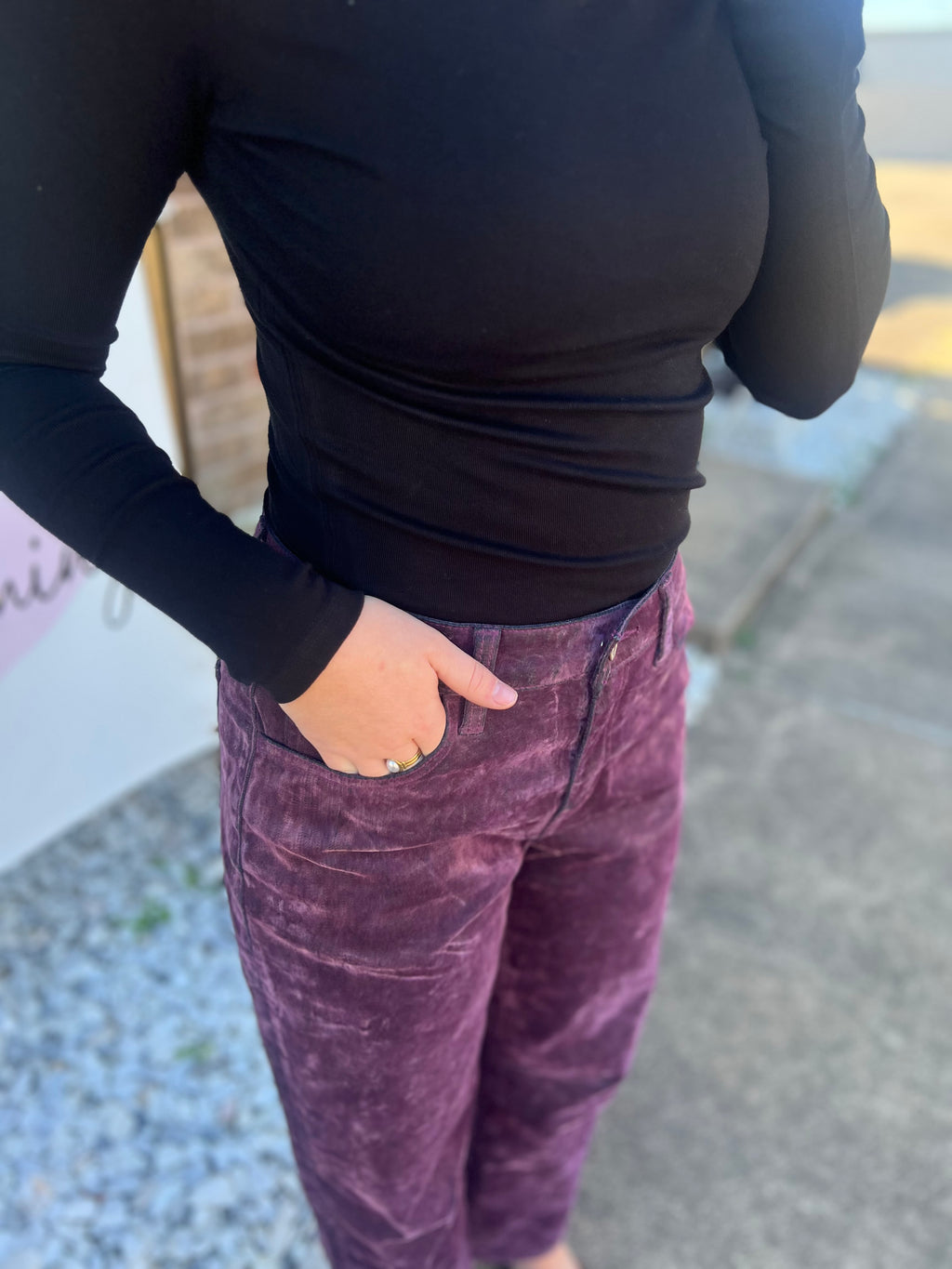 Vervet Velvet Flocked Barrel Leg Jeans