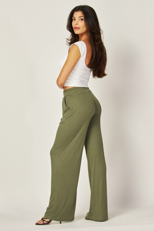 Everyday Ribbed Wide Leg Pants- 3 Colors