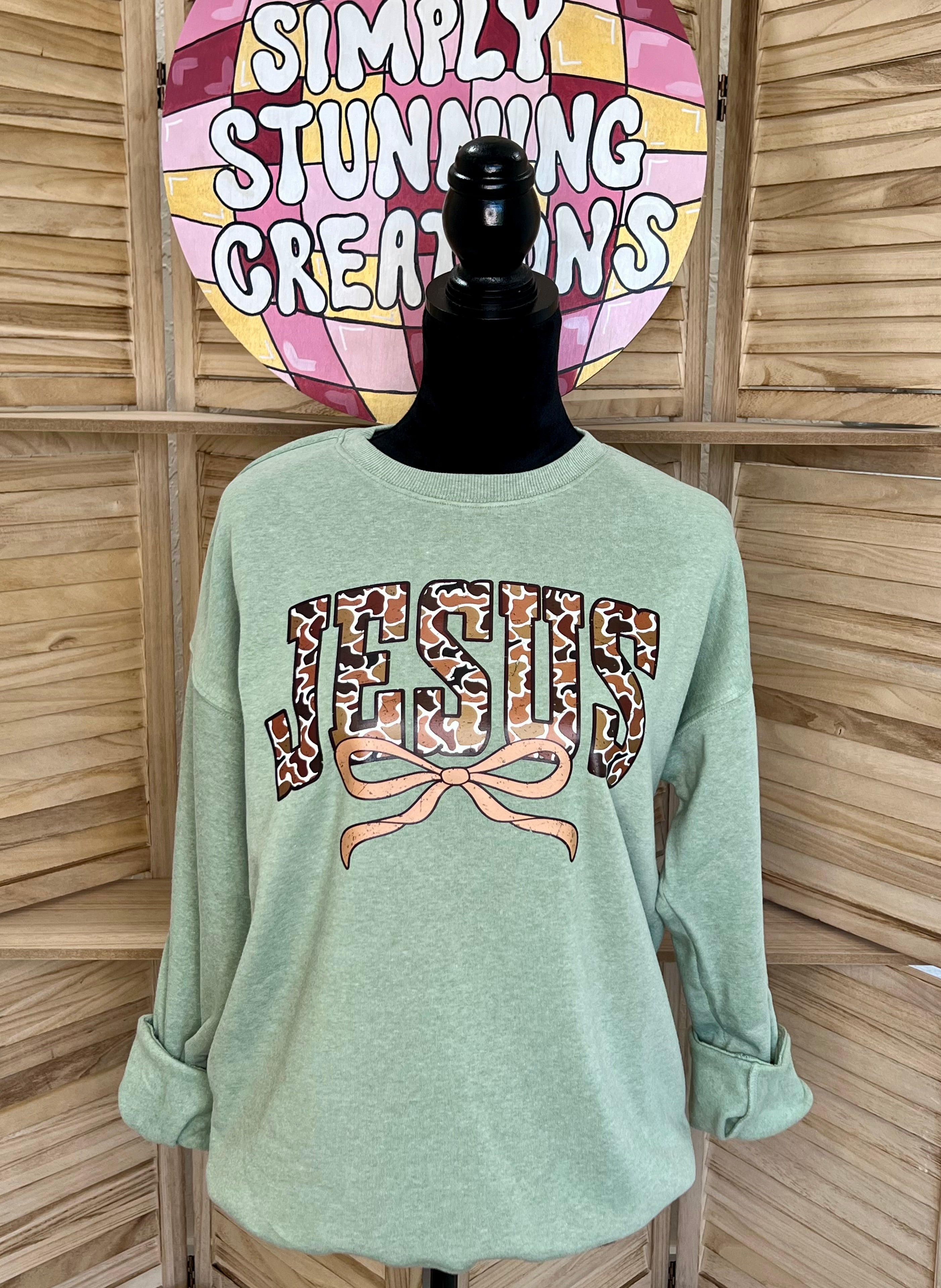 Jesus + Camo Bow Sweatshirt