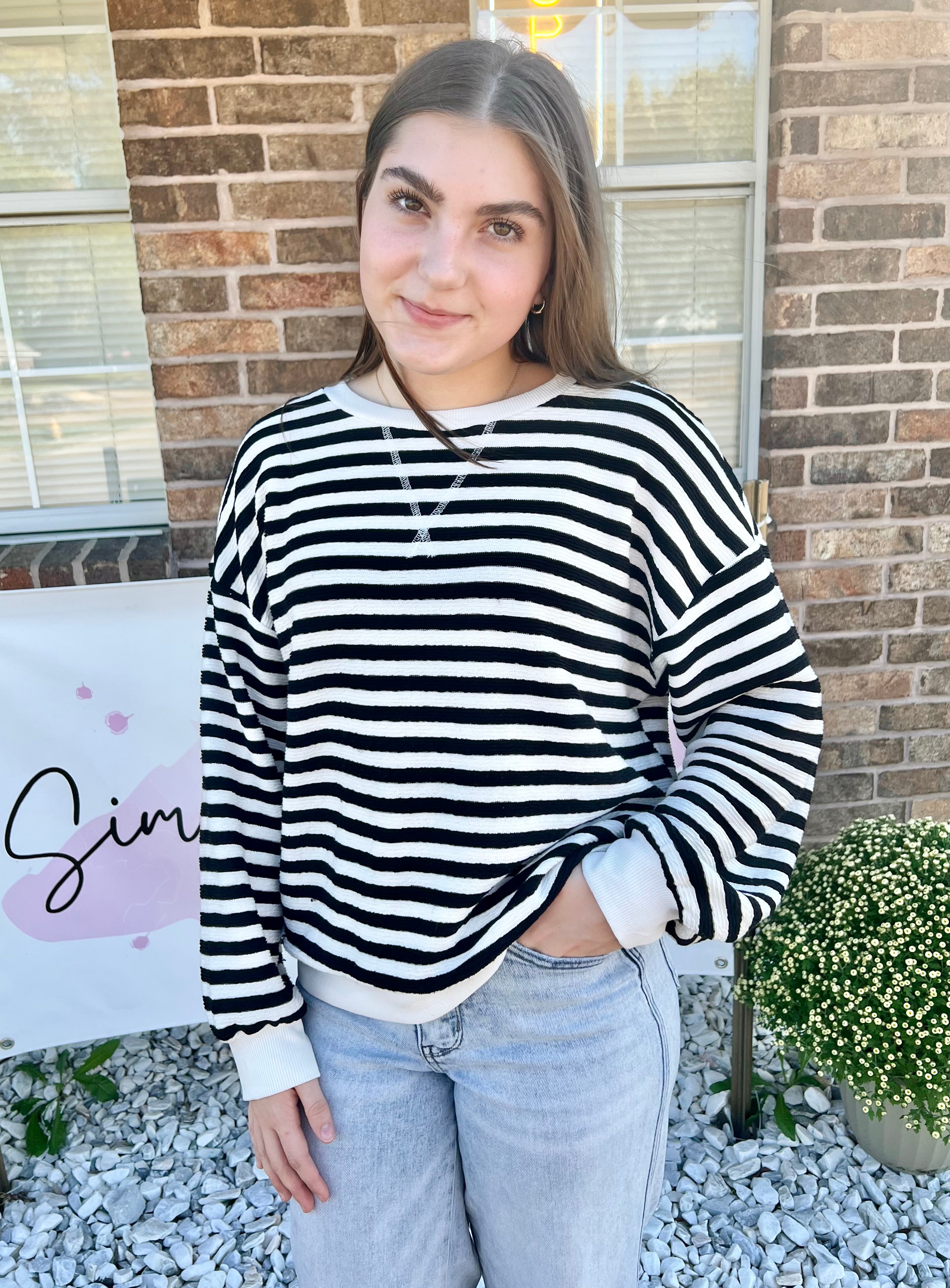 ZENANA STRIPED PULLOVER