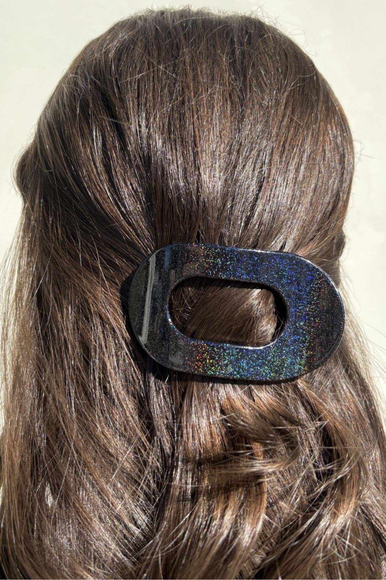 Round Flat Hair Clip | Small | Midnight Magic black sparkle