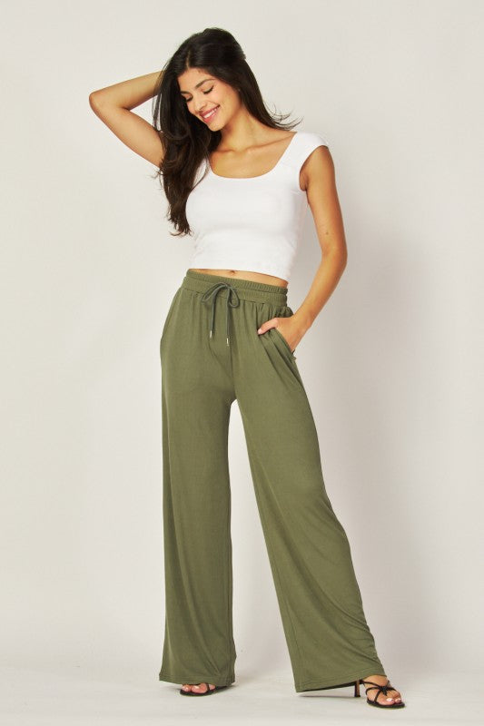 Everyday Ribbed Wide Leg Pants- 3 Colors