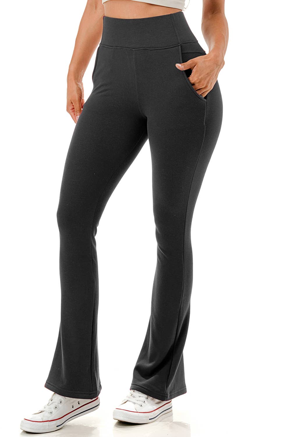 thermal fleece flare leggings with pockets