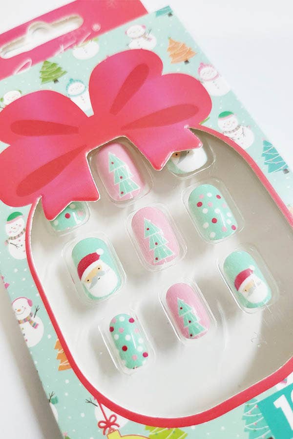 Christmas Kids Pre Glued Press On Nail Set