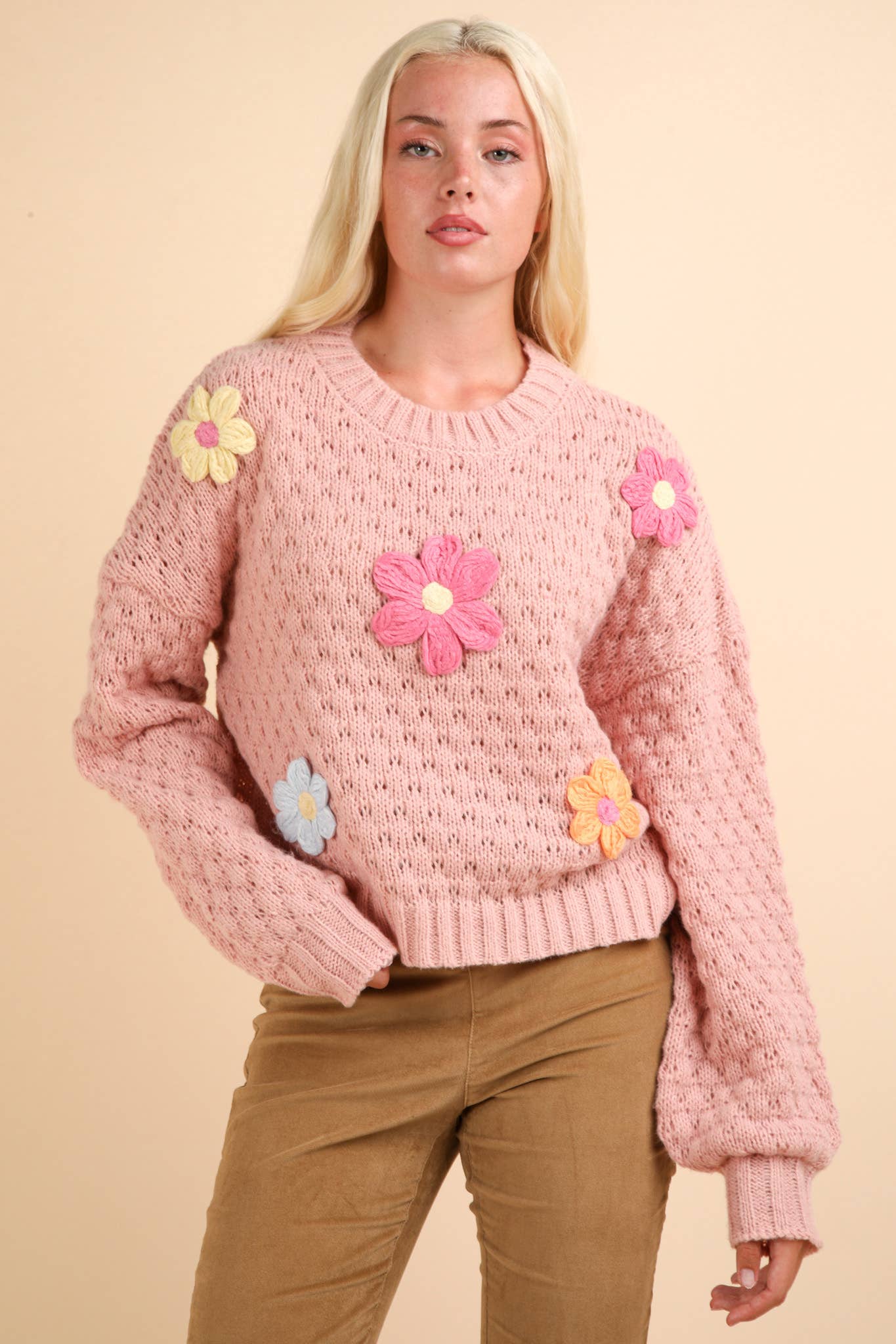 FLOWER KNIT SWEATER TOP