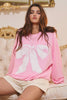 OVERSIZED RIBBED GRAPHIC BOW SWEATSHIRT