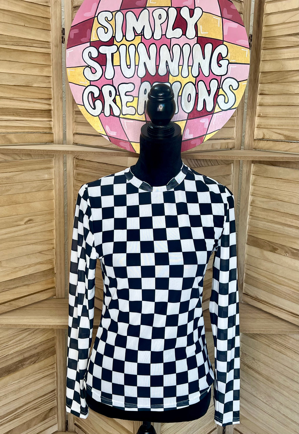 CHECKER PATTERN MESH TOP