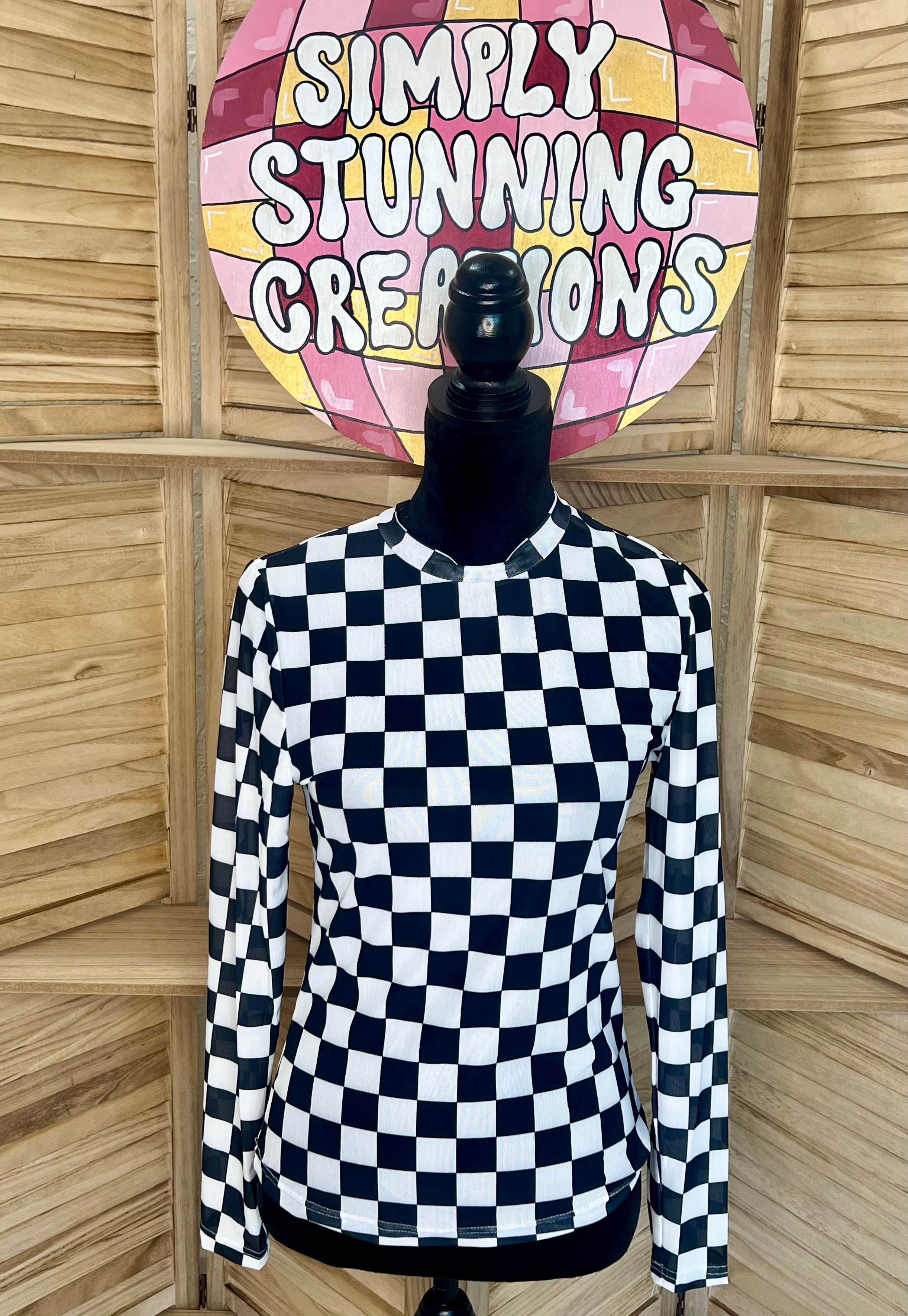 CHECKER PATTERN MESH TOP