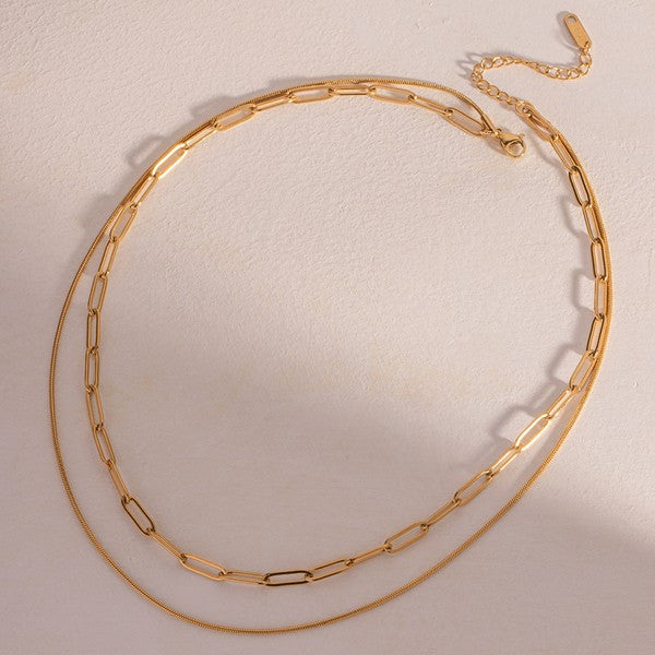 18K Non-Tarnish Layered Chain Necklace