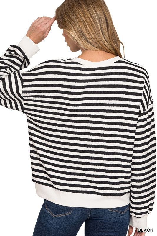 ZENANA STRIPED PULLOVER