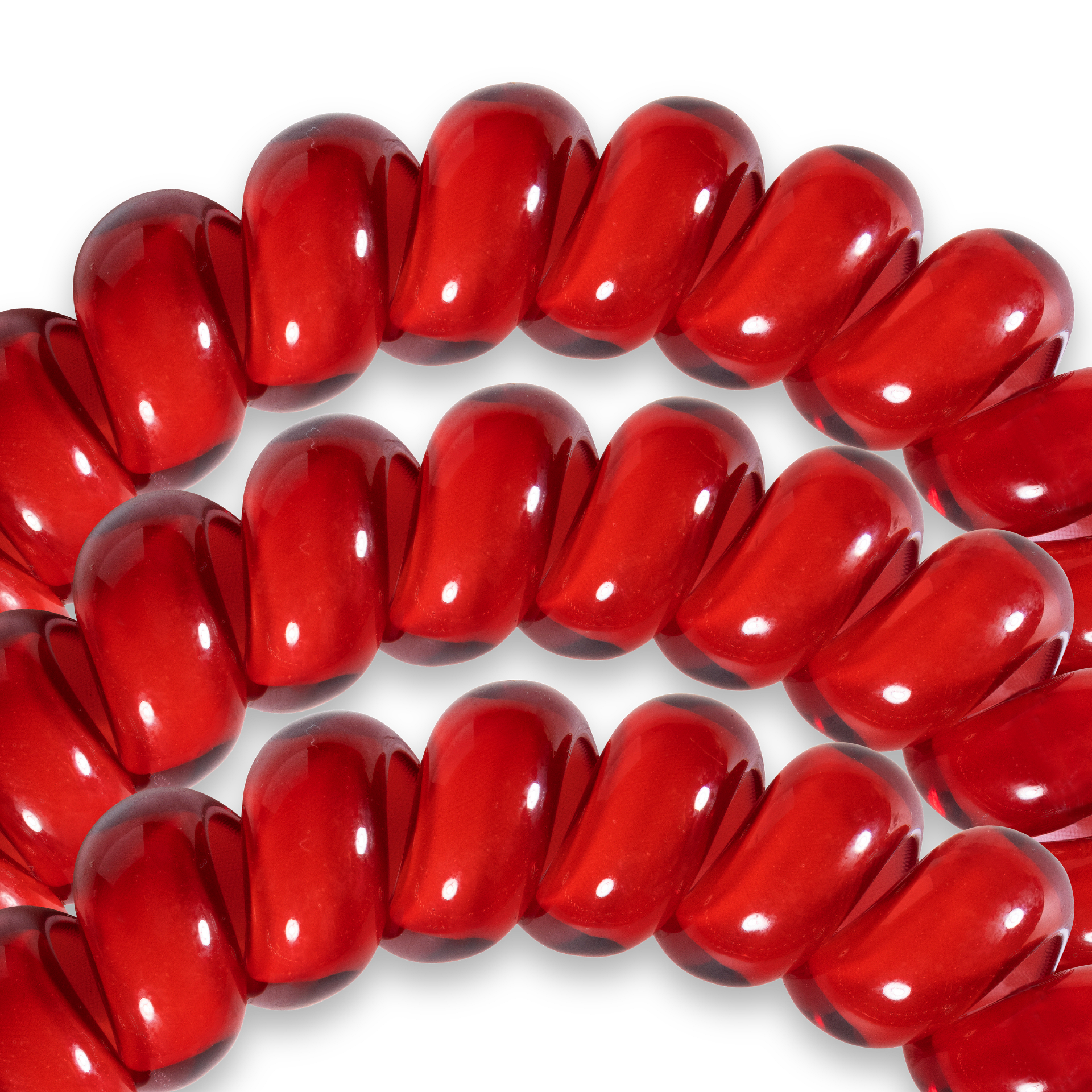 Scarlet Red - Large Spiral Hair Coils, Hair Ties, 3-pack