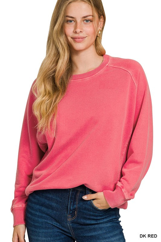 ZENANA Enzyme Washed French Terry Crewneck