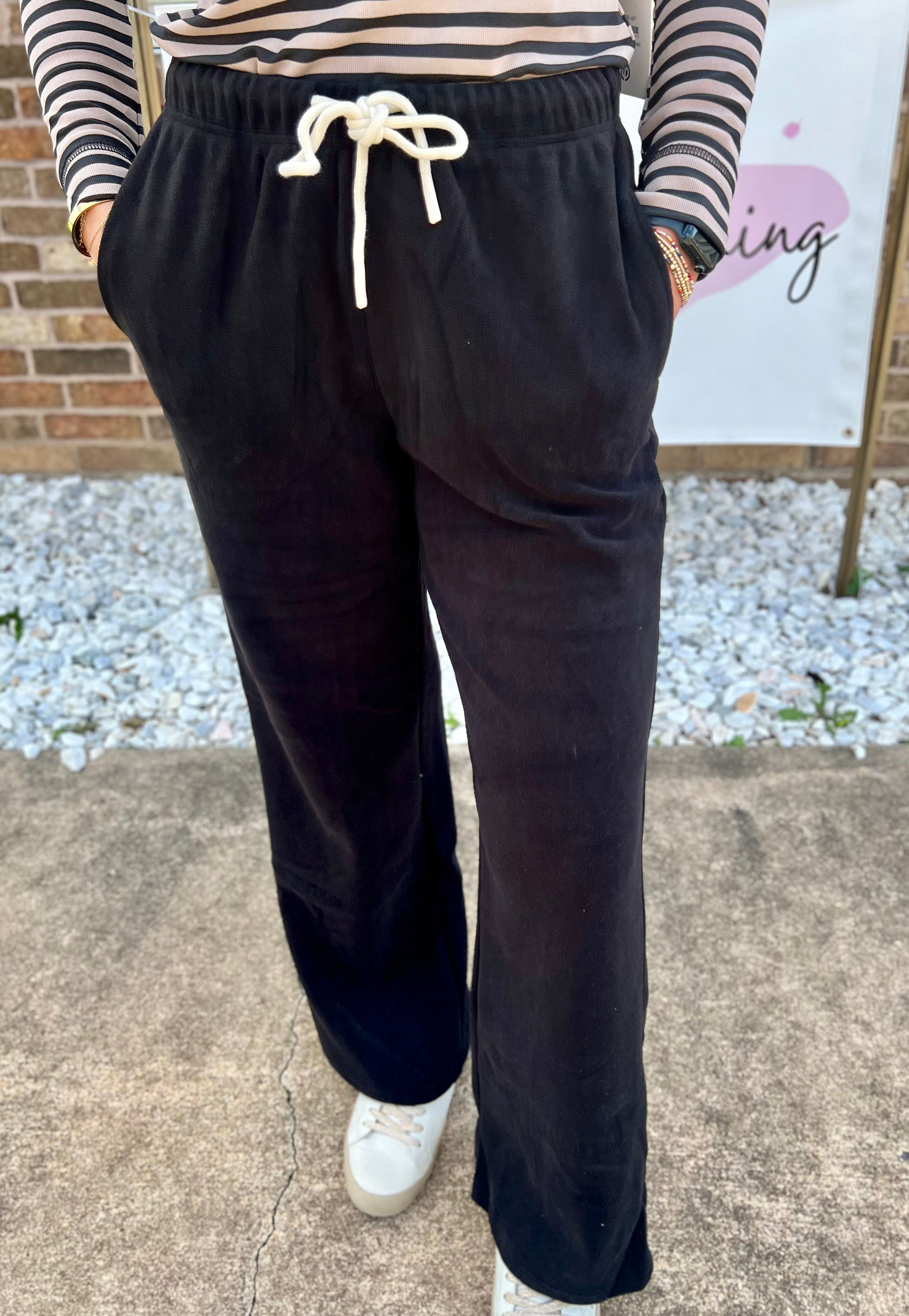 COZY FLEECE WIDE LEG PANT- 3 COLORS