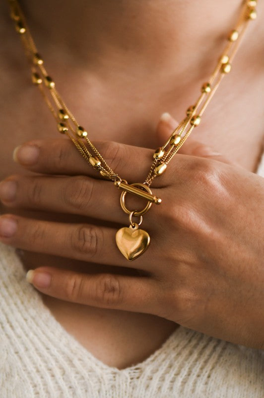 18K Gold Non-Tarnish Heart Necklace