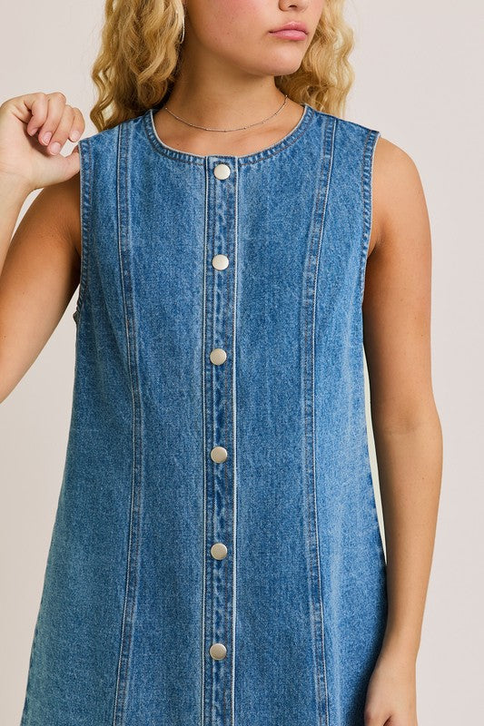 BACKSTAGE PASS DENIM MINI DRESS