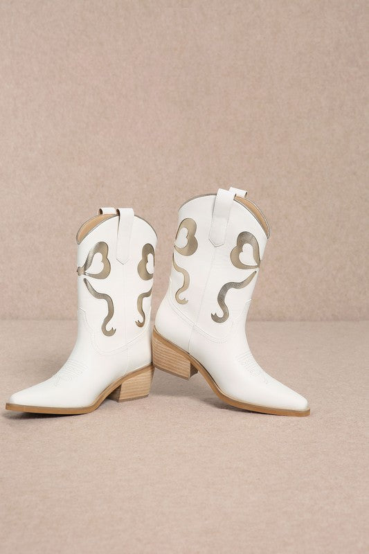 METALLIC BOW BOOTS