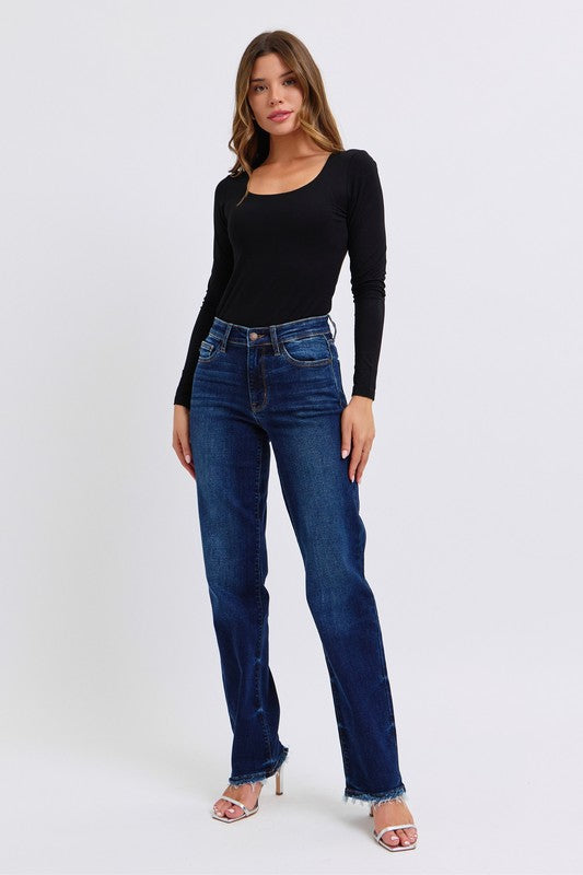 JUDY BLUE MID-RISE STRAIGHT FIT JEANS