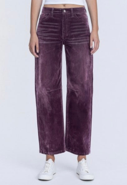 Vervet Velvet Flocked Barrel Leg Jeans