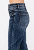 PETRA HIGH RISE STRETCH WIDE LEG FLARE JEANS WITH FRAYED HEM