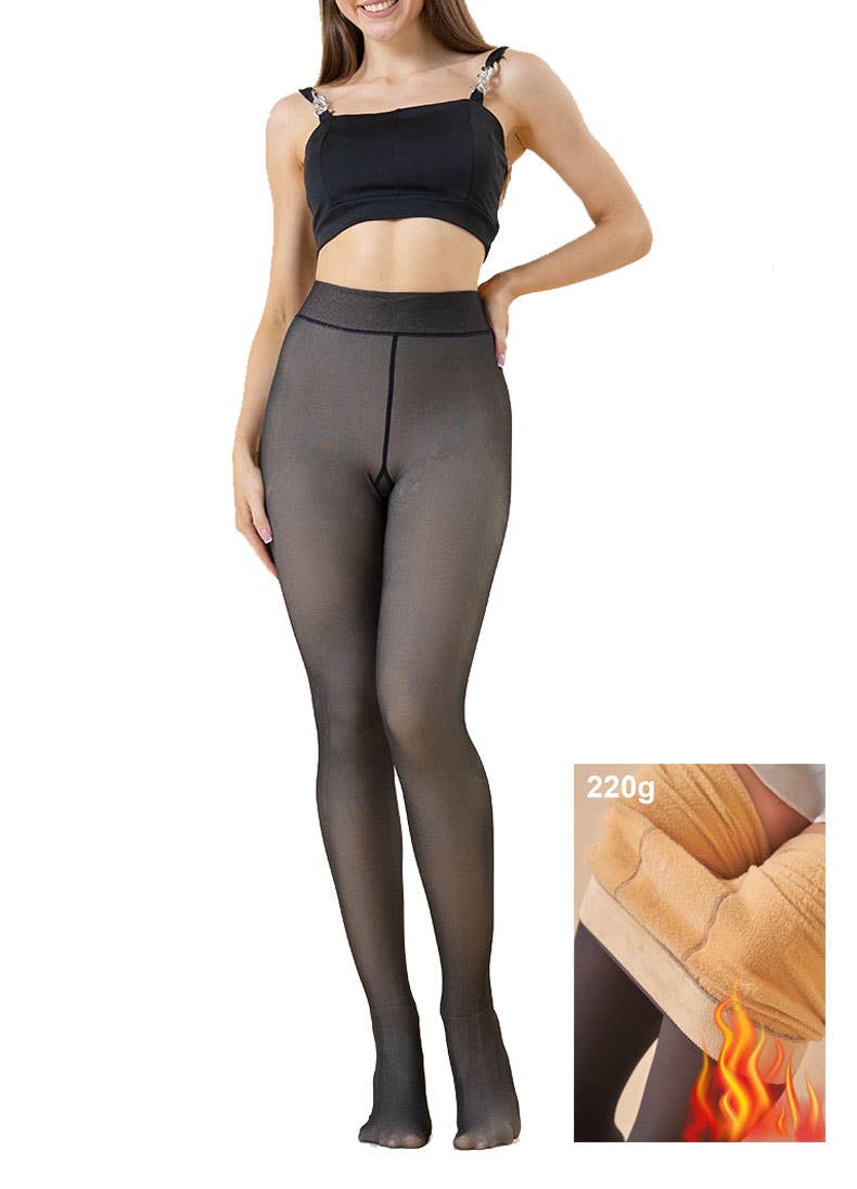 Winter warm fleece tights with sculpting butt tight