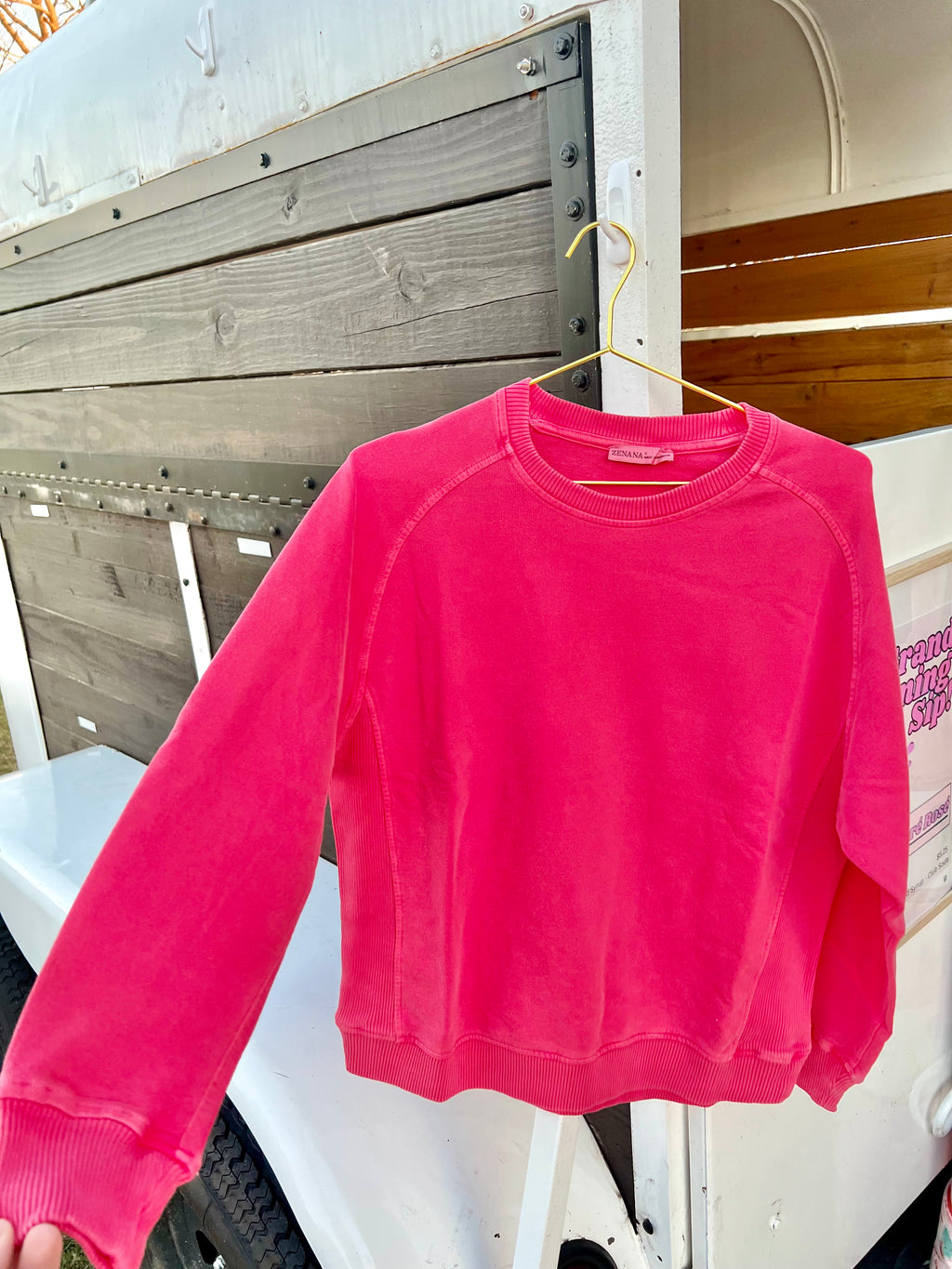 ZENANA Enzyme Washed French Terry Crewneck