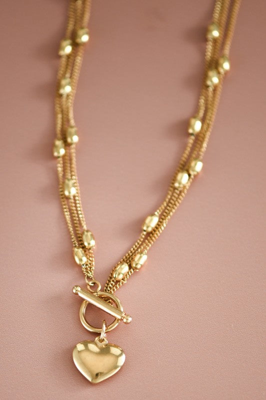 18K Gold Non-Tarnish Heart Necklace