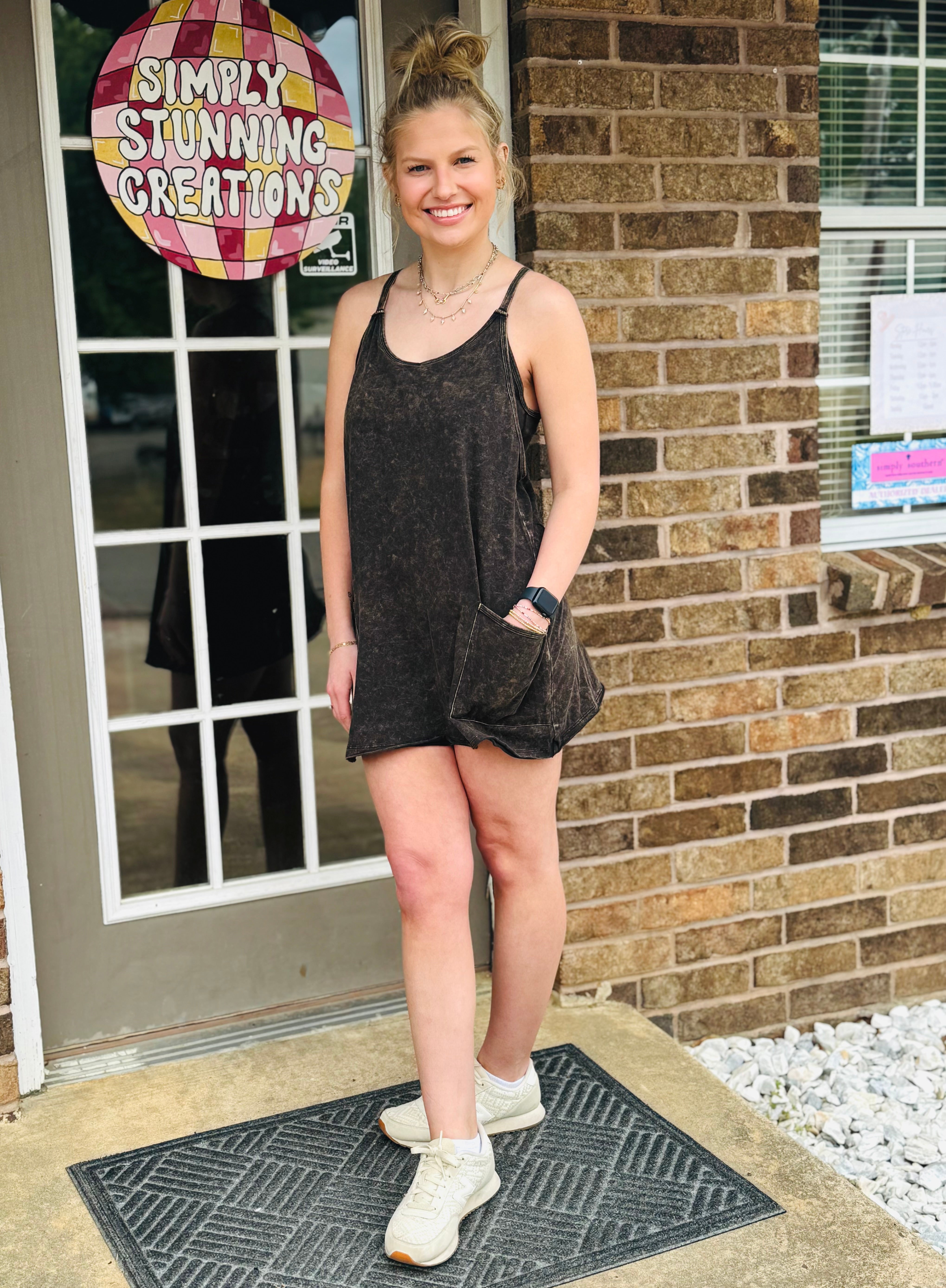 ZENANA ACID WASH MINI DRESS