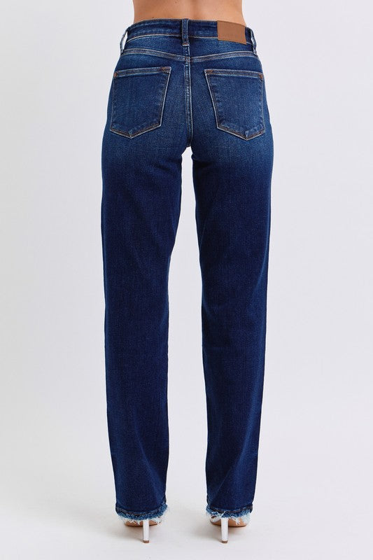 JUDY BLUE MID-RISE STRAIGHT FIT JEANS