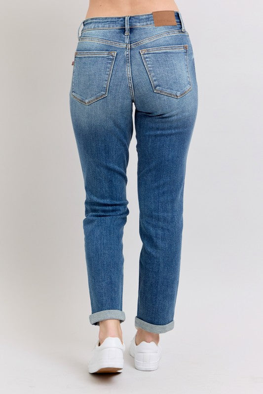 JUDY BLUE MID RISE NON-DESTROYED BOYFRIEND JEAN