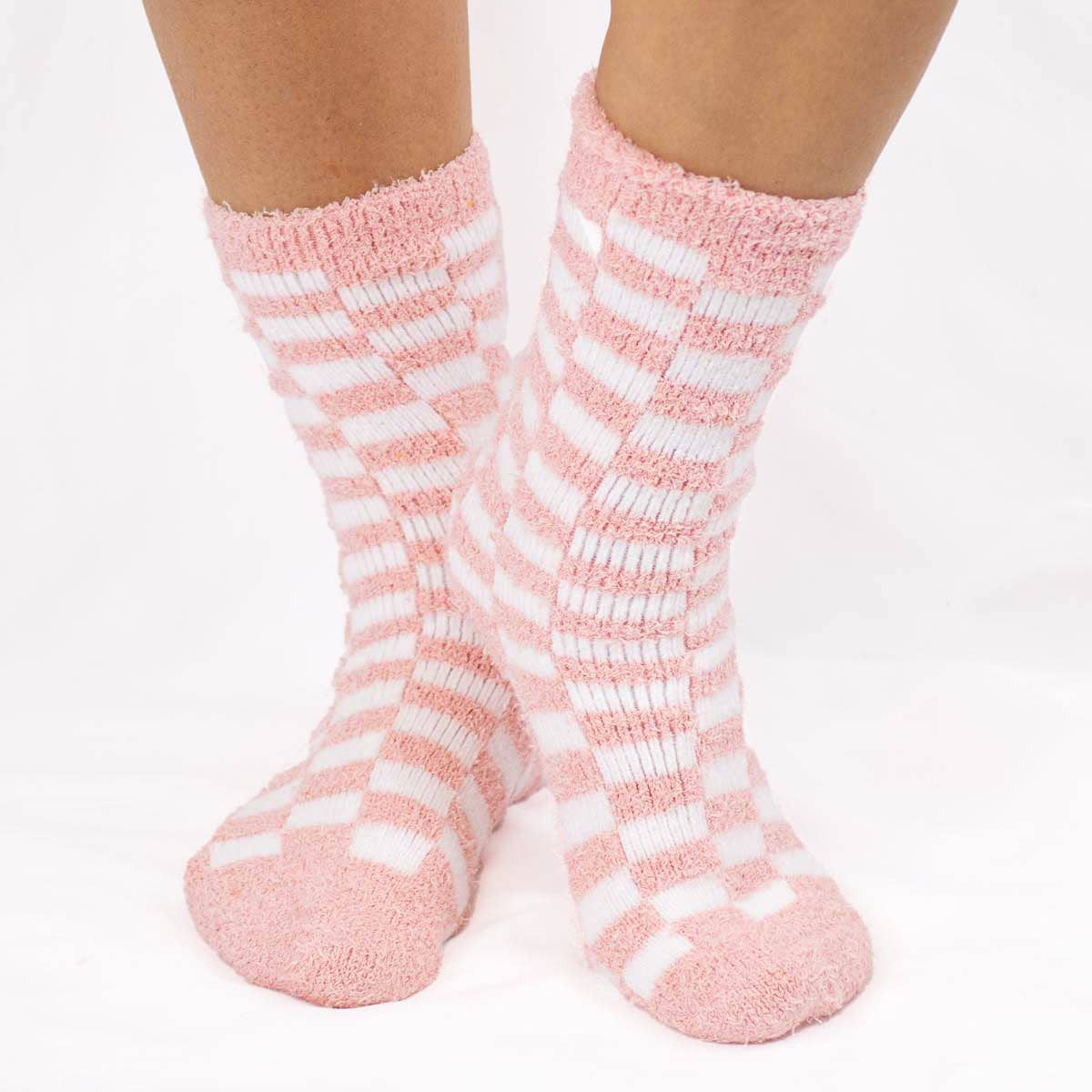 CHECKERBOARD FUZZY SOCKS