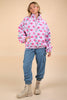 FLORAL PRINTED FLEECE ZIP UP WITH POCKETS