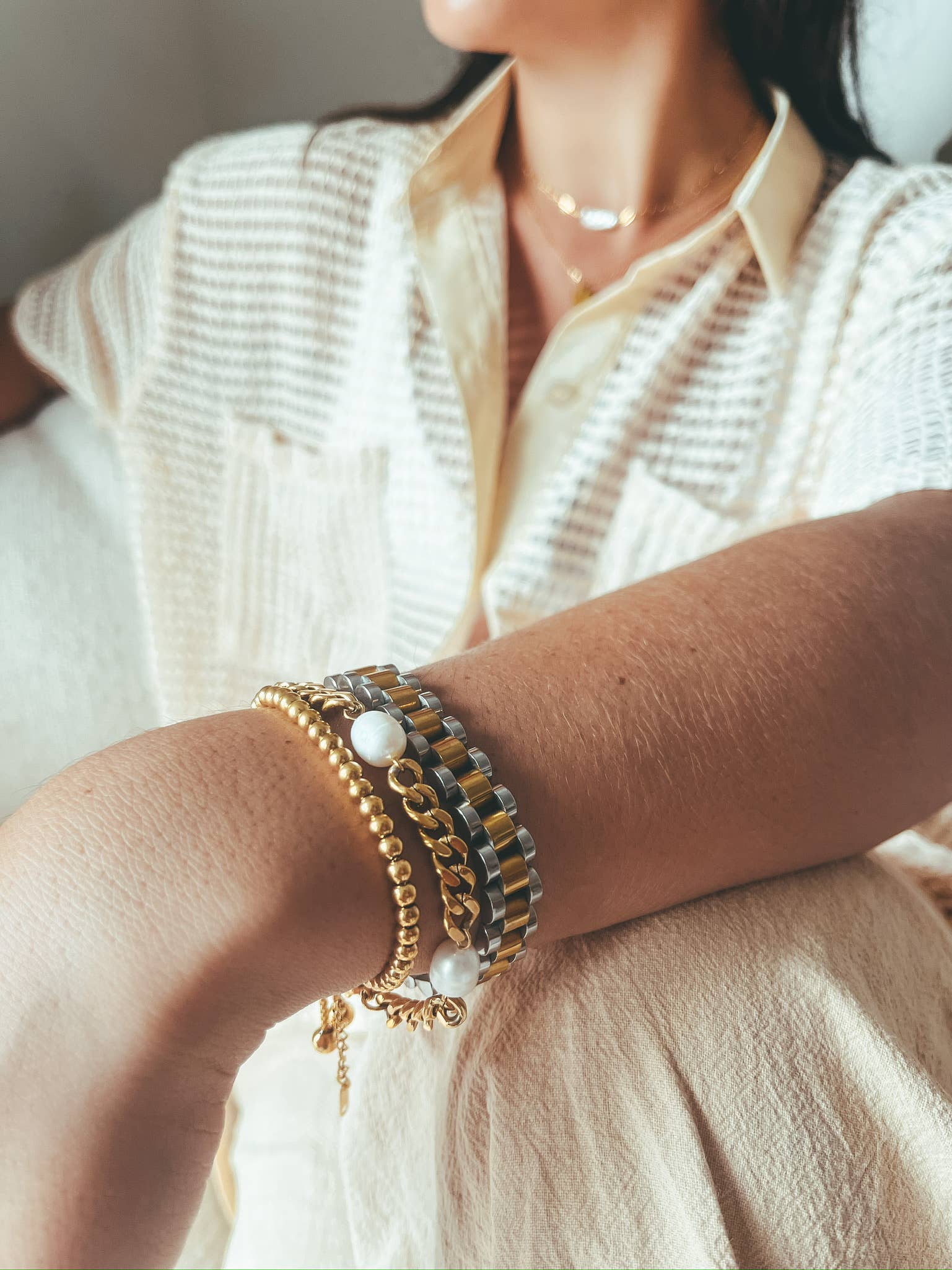 Natural Elements Gold Beaded Bracelet