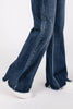 PETRA HIGH RISE STRETCH WIDE LEG FLARE JEANS WITH FRAYED HEM