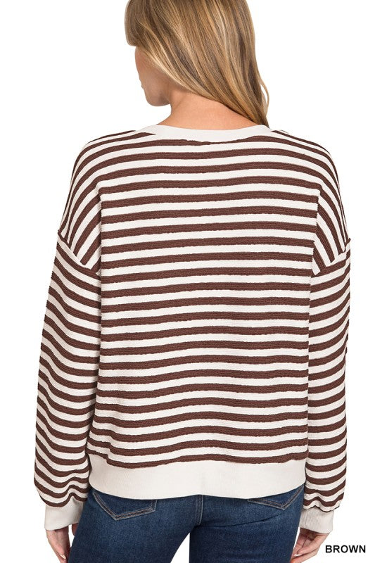 ZENANA STRIPED PULLOVER