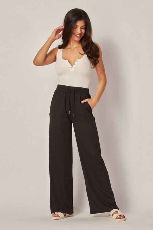 Everyday Ribbed Wide Leg Pants- 3 Colors
