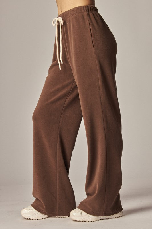 COZY FLEECE WIDE LEG PANT- 3 COLORS