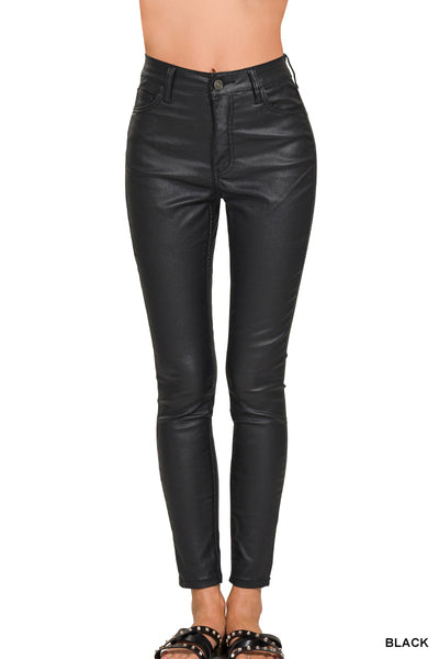 Zenana Faux Leather Stretch Jeans