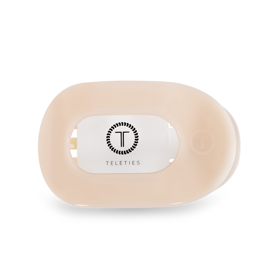 ALMOND BEIGE SMALL FLAT ROUND CLIP